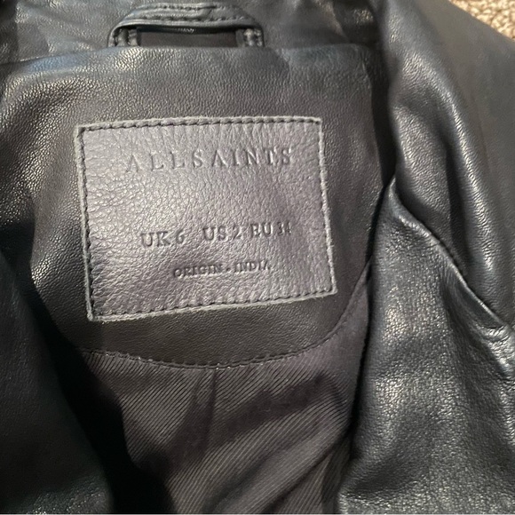 AllSaints Papin leather jacket Size US 2 black - Picture 5 of 8